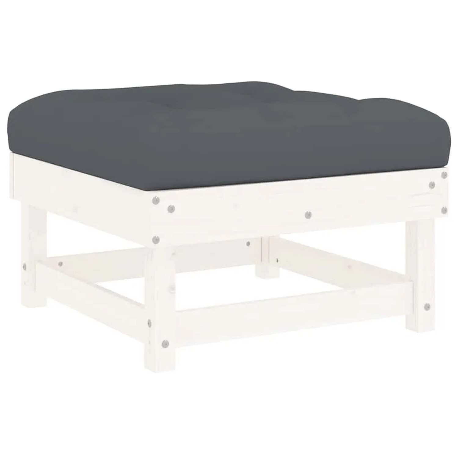 vidaXL Gartenhocker mit Kissen Weiß Massivholz Kiefer 825437