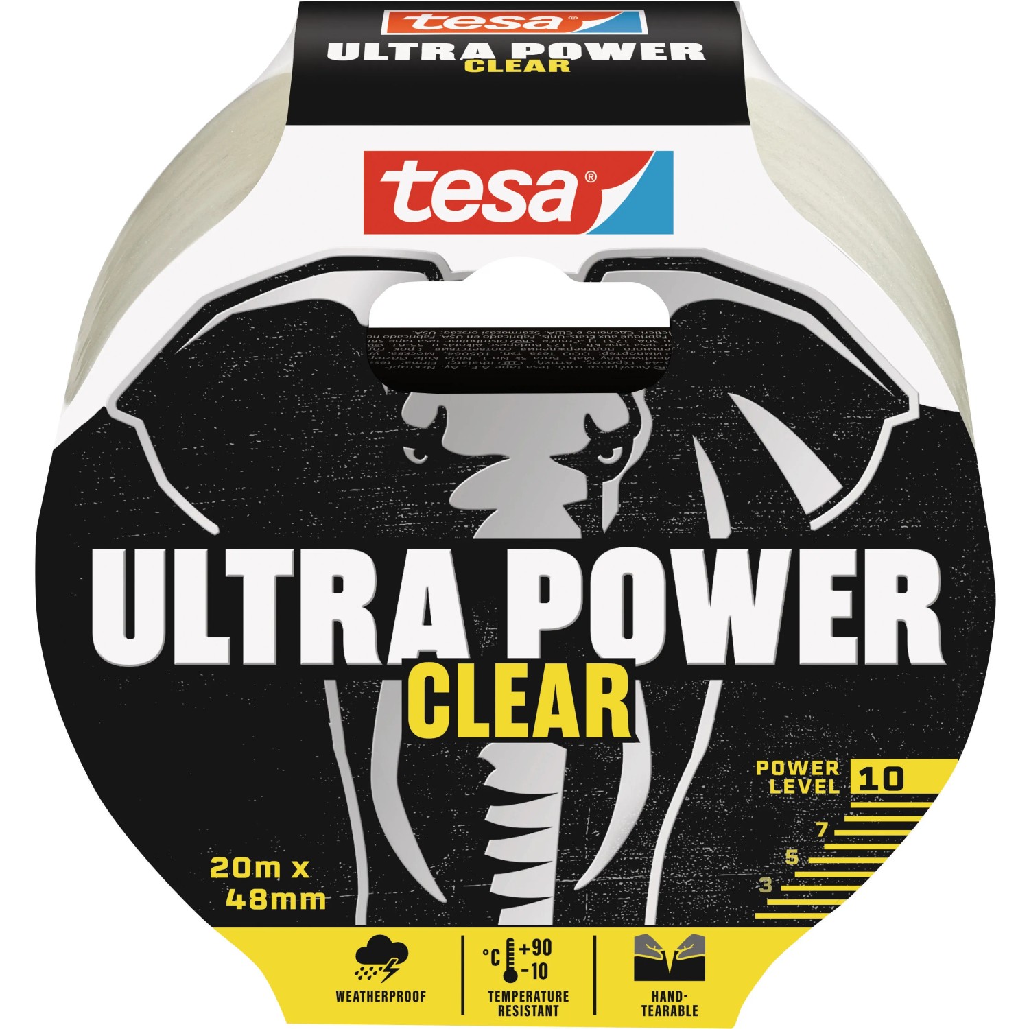 Tesa Ultra Power Clear Reparaturband, 20 m x 48 mm, transparent und stark für unsichtbare Reparaturen.