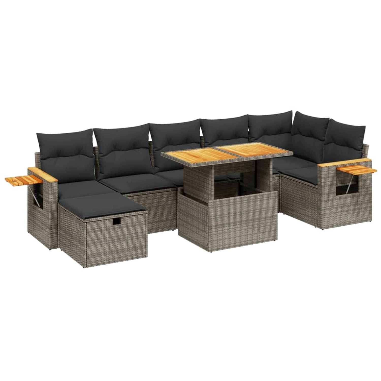 vidaXL 8-Tlg Garten-Sofagarnitur mit Kissen Grau Poly Rattan 3276154 günstig online kaufen
