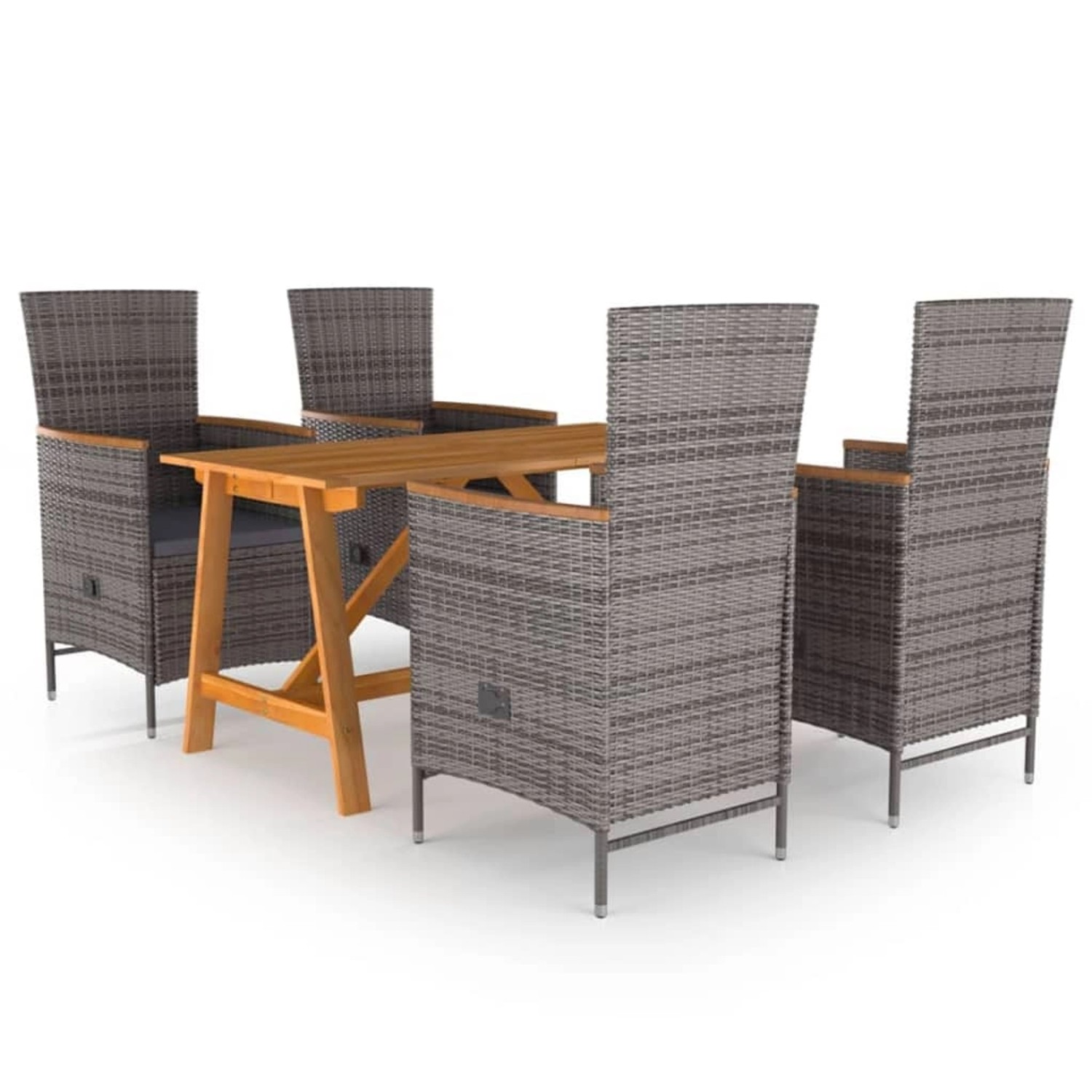 vidaXL 5-Tlg Garten-Essgruppe Grau 3068758