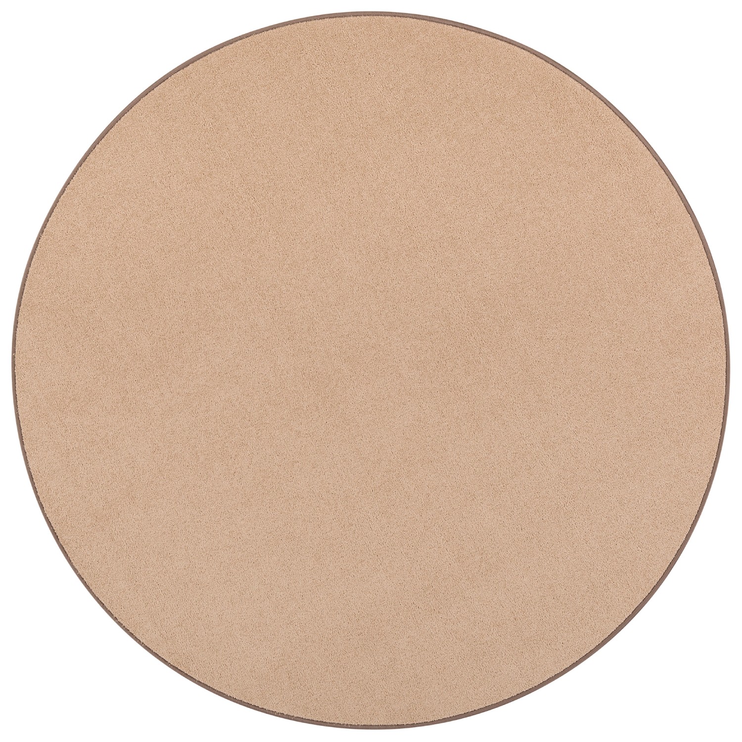 Runder, karamellfarbener Snapstyle Trend Velours Teppich Joy, 100cm Durchmesser.