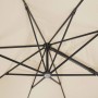 Innenansicht: Naturfarbener Schneider Ampelschirm Rhodos Grande 400x300 mit anthrazitfarbenem Gestell.