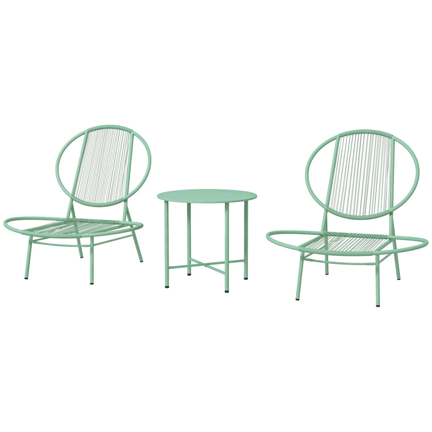 Furnicato Bistro-set 3-teilig Polyrattan Wetterfest Grün Mit Bistrotisch