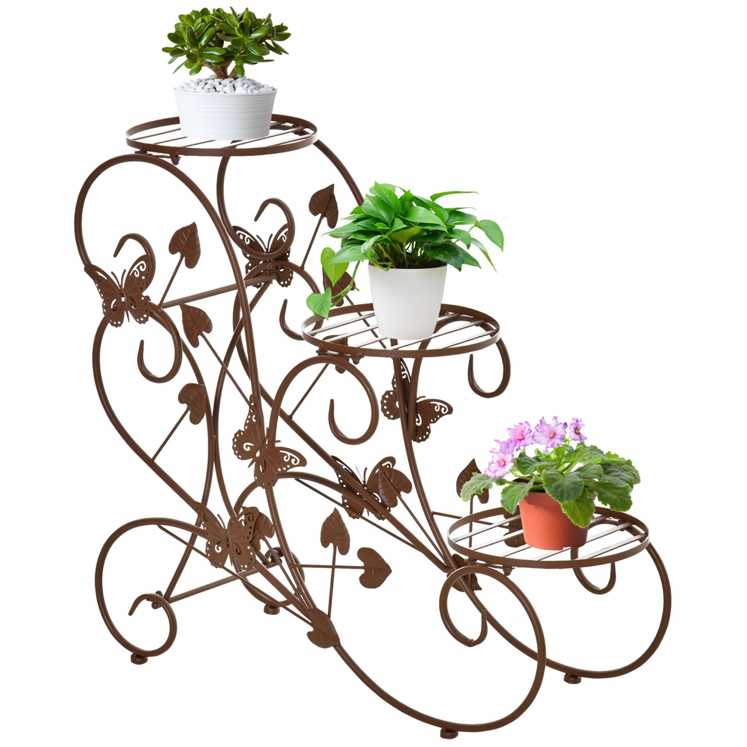 Outsunny  Pflanzenregal Metall Bronze L76 x B27 x H67 cm günstig online kaufen