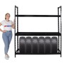Schwarzes PROREGAL Reifenregal Tiger XL mit 3 Ebenen für bis zu 21 Reifen. Regal für Regale & Regalböden.
