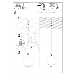 Anleitung zur Montage der transparenten Sollux Lighting Hängeleuchte Ball.