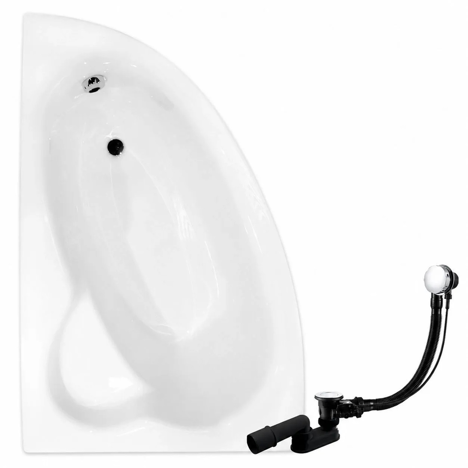 KOLMAN Badewanne Eckwanne 150 x 100 Cm Links Mit Styroporverkleidung Inkl. Ablauf Und Füße