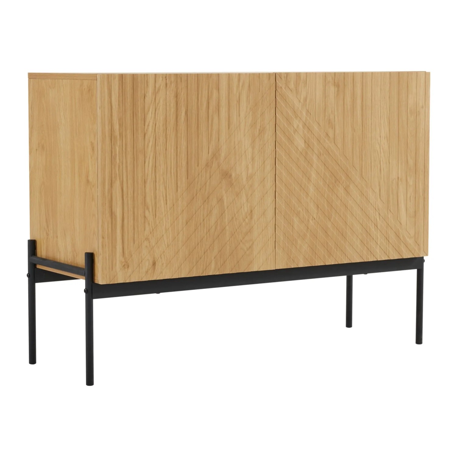 okwish Sideboard mit Metallbeinen Linien-Design Wohnzimmer 100x40x75cm Natur