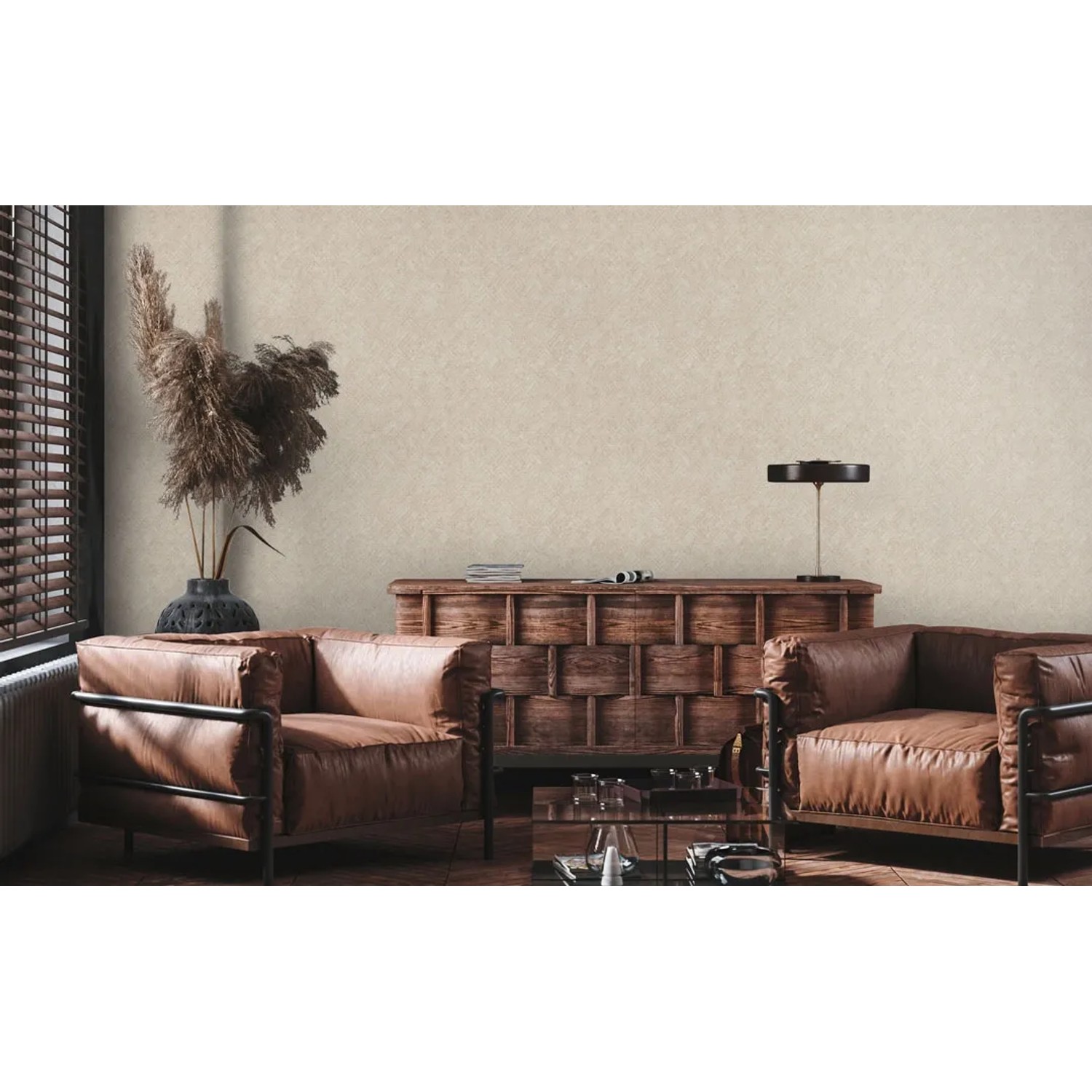AS-Creation Vliestapete Creme/Silber mit grafischem Metalliceffekt im Wohnraum.