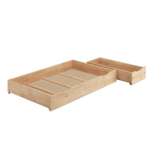 Zweiteiliger Bettkasten aus Buchenholz für Betten, Stauraum für Schlafzimmer.