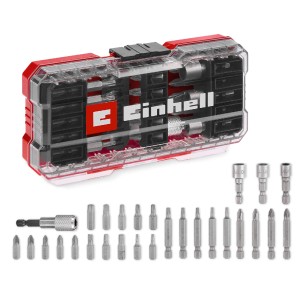 Einhell Bit- und Steckschlüssel-Set, 28-teilig, mit Bits, Stecknüssen und Bithalter in Aufbewahrungsbox.