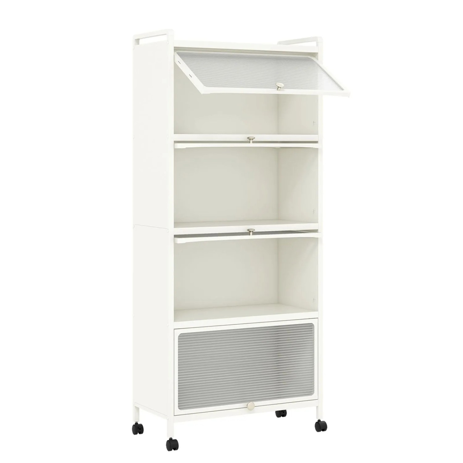 Costway Küchenschrank Hoch 5-Stufig mit Rollen Weiß günstig online kaufen