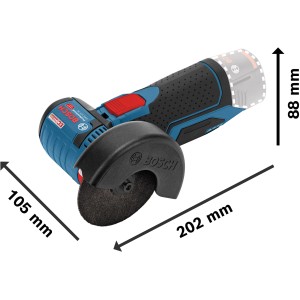 Bosch Professional Akku-Winkelschleifer GWS 12V-76 mit Akkus und L-Boxx. Kompakte Schleifmaschine mit Trennscheibe.