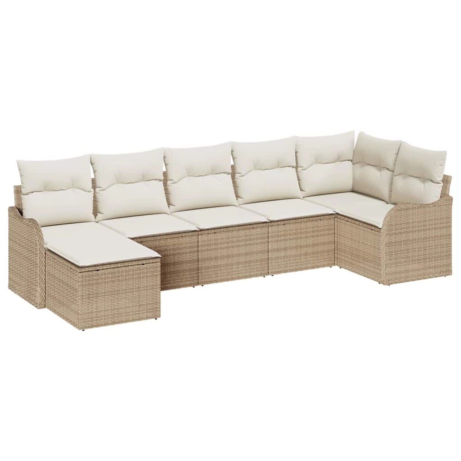 vidaXL Garten-Sofa-Set mit Kissen 7-Tlg Beige Poly Rattan 3345791 günstig online kaufen