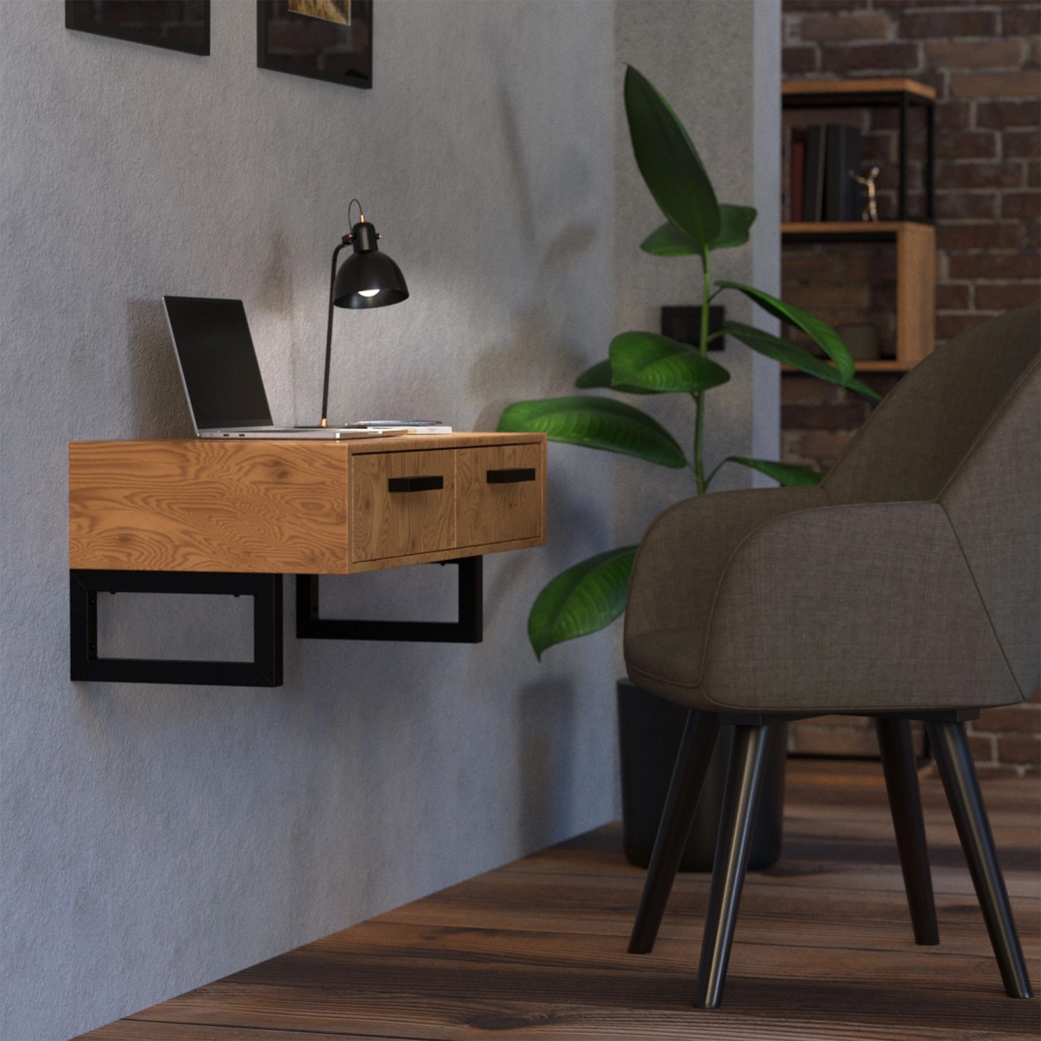 ML-Design Wandkonsole 2er Set, 500x150 mm, Schwarz, Stahl, für Waschtisch im Bad.