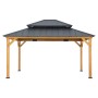 Sunjoy Pavillon Trivor aus Zedernholz, 390x450 cm, anthrazitfarbenes Dach. FSC®-zertifiziert.