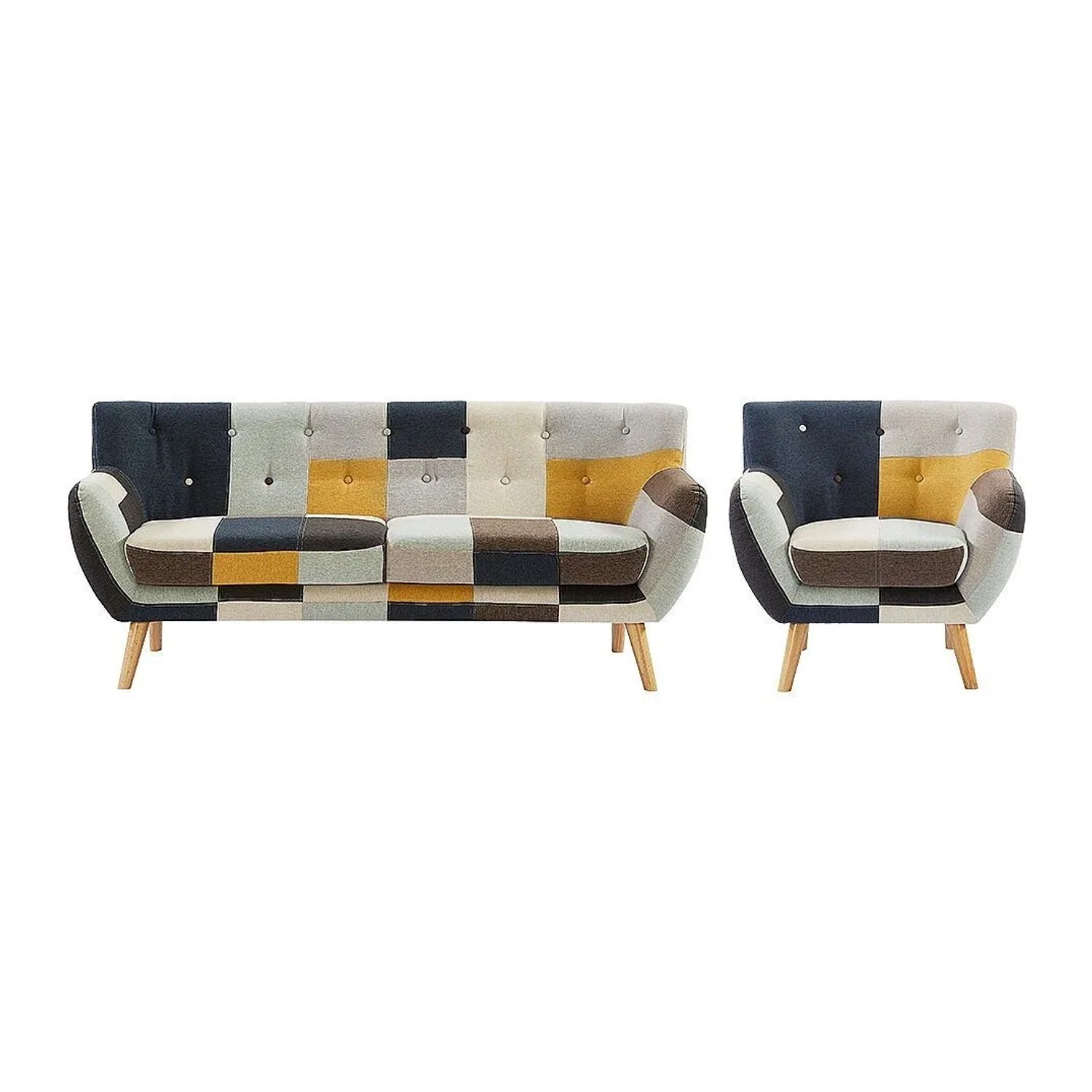 Vente-unique Couchgarnitur Mit Sessel Serti Mehrfarbig 188 cm  88 cm