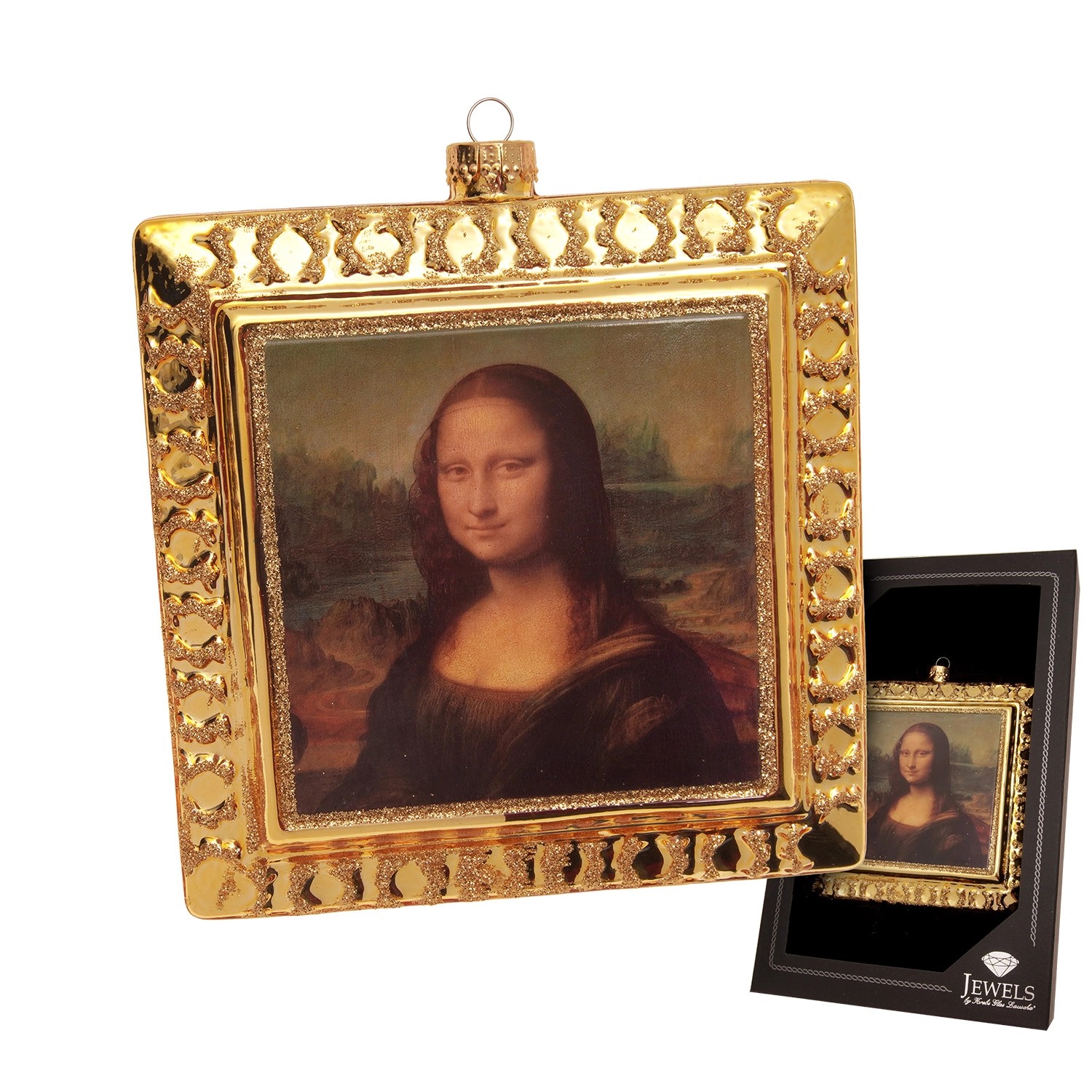 Krebs Glas Lauscha Baumschmuck Mona Lisa Kunstwerk Goldfarbig 12cm günstig online kaufen
