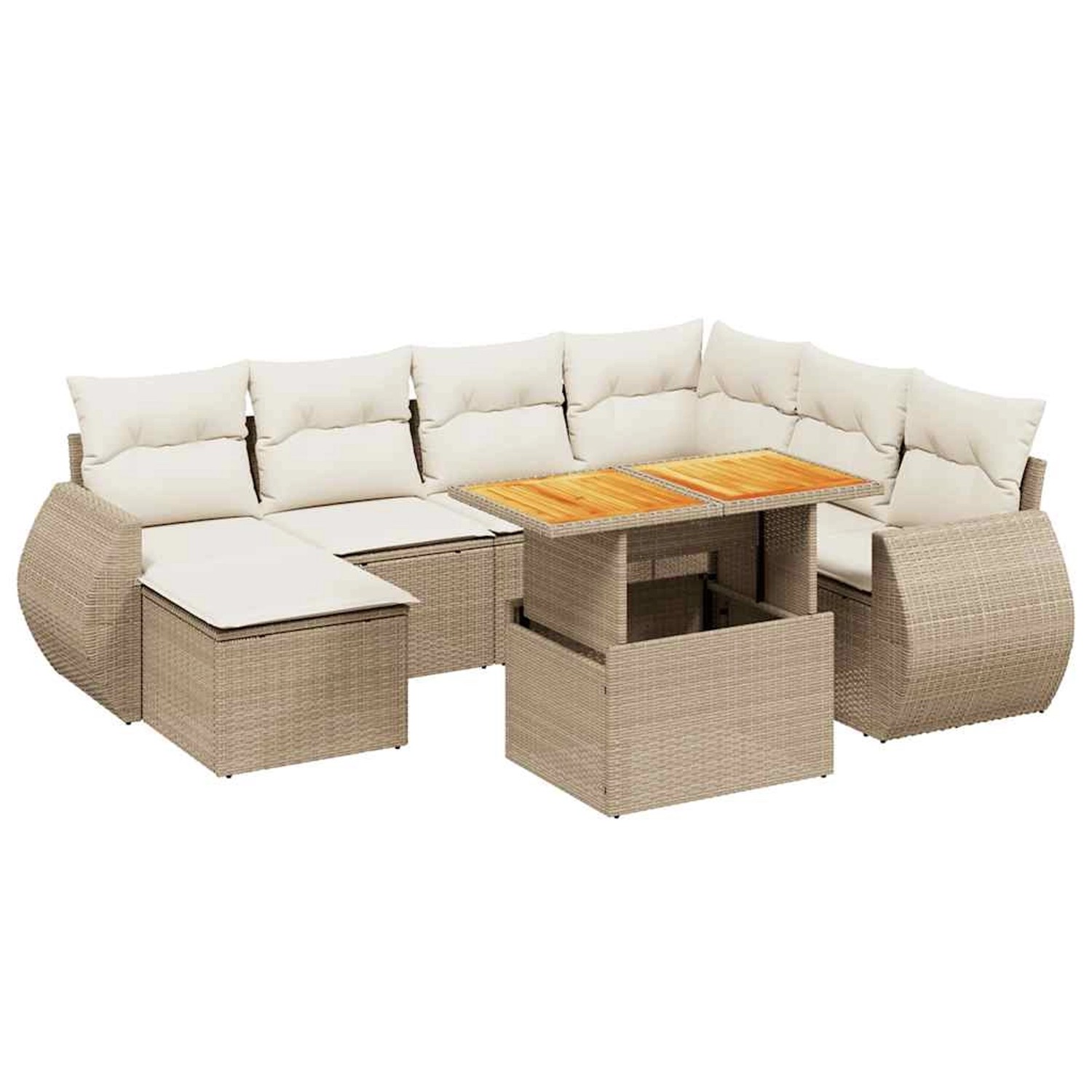 vidaXL 8-Tlg Garten-Sofagarnitur mit Kissen Beige Poly Rattan 3272311 günstig online kaufen