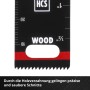 Einhell Tauchsägeblatt HCS, 22 mm, für Multifunktionswerkzeug, Detailaufnahme der Holzverzahnung und Tiefenskala.