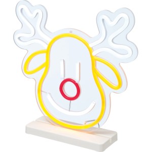 LED-Neonlicht Rentier, 30x28 cm, Multicolor, Weihnachtsdeko für Innen, 252 LEDs