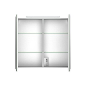 Offener Jokey Spiegelschrank Lightblade, 72 cm, weiß hochglanz, mit Glasböden und LED-Beleuchtung.