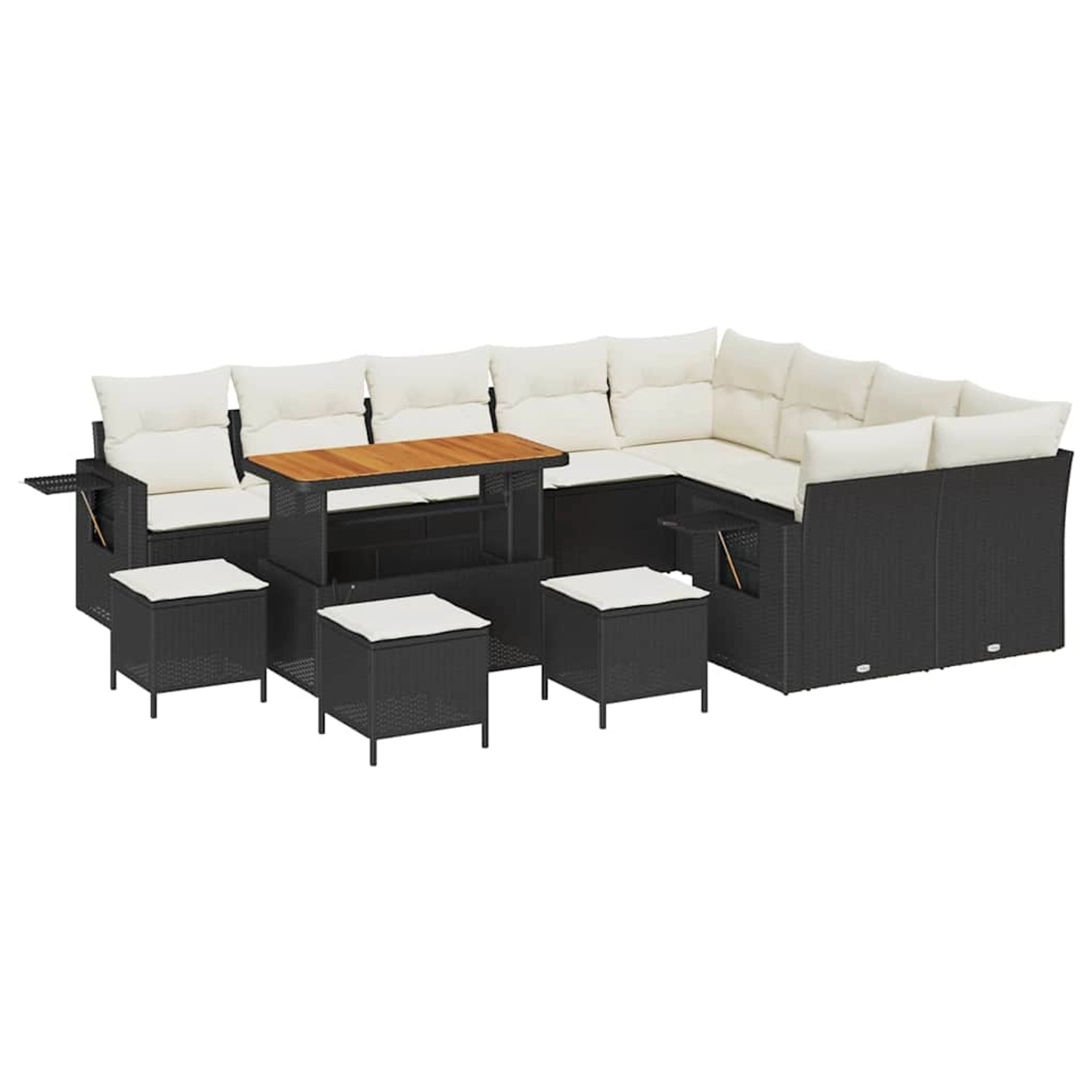 vidaXL Garten-Sofa-Set 13-Tlg Schwarz Poly Rattan 3361790 günstig online kaufen