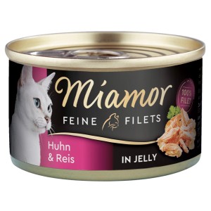 Miamor Katzen-Nassfutter: Dose mit feinen Filets Huhn und Reis in Jelly, 100g.