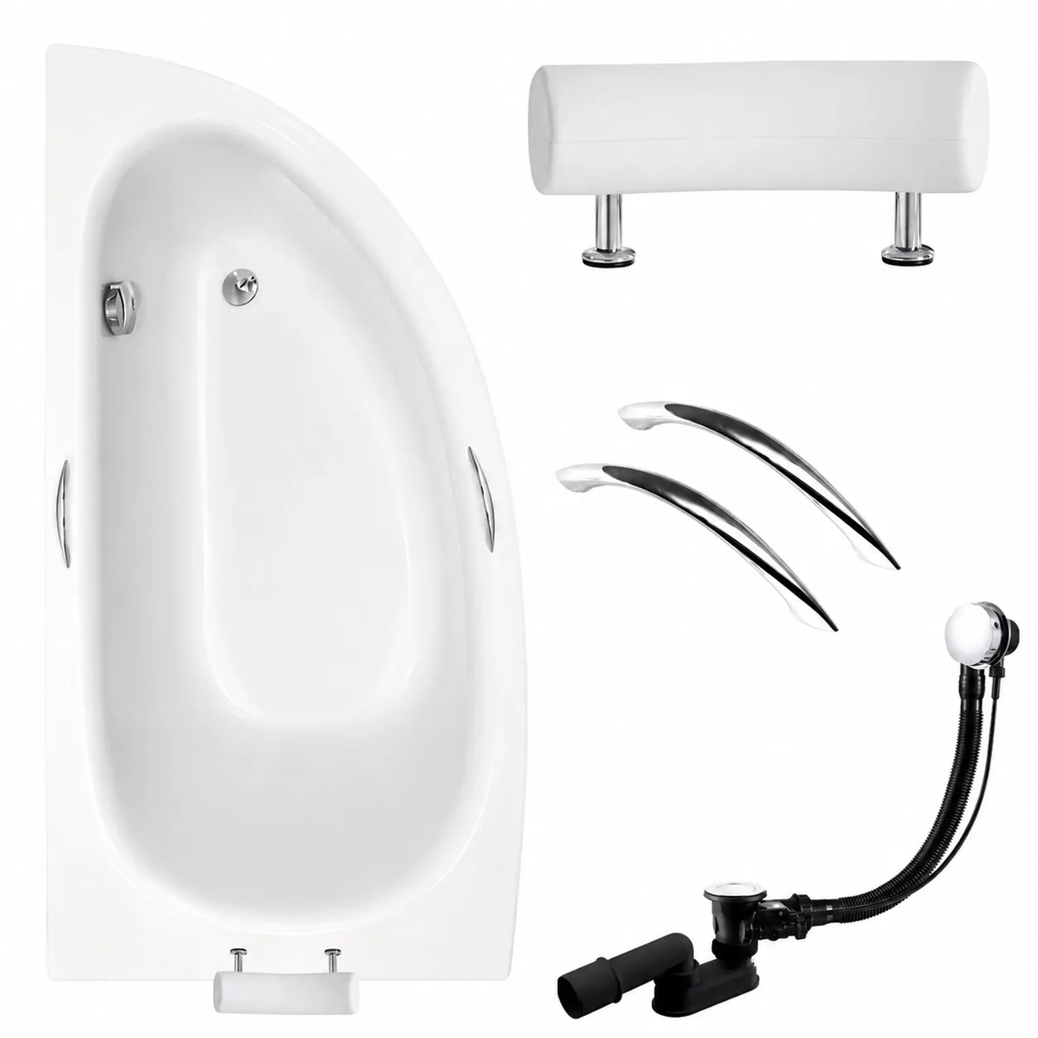KOLMAN Badewanne Eckwanne 150 x 70 Cm Links Inkl. Ablauf Und Füße