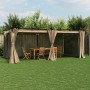 vidaXL Pavillon 6x3 m in Taupe mit Vorhängen und Stahlrahmen im Garten.