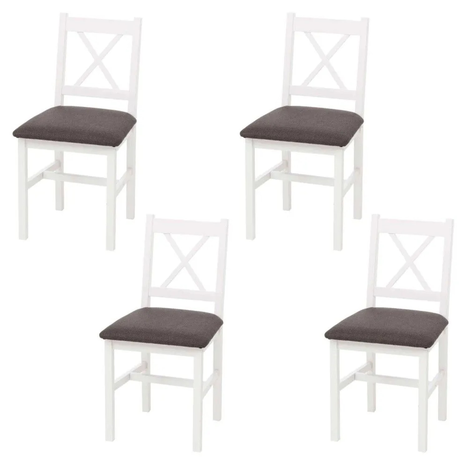 MCW Esszimmerstuhl F77 4er-Set Weiß Polster Grau