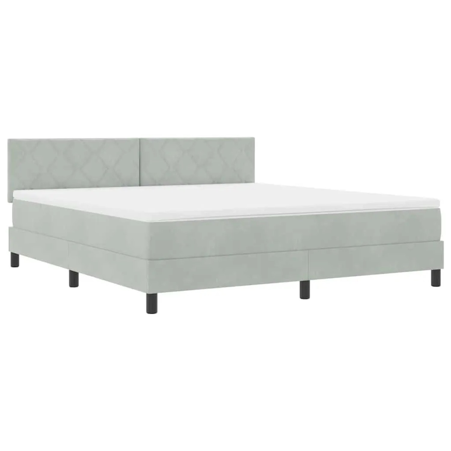 vidaXL LED Boxspringbett mit Matratze Hellgrau 180 x 200 cm Samt 3342734