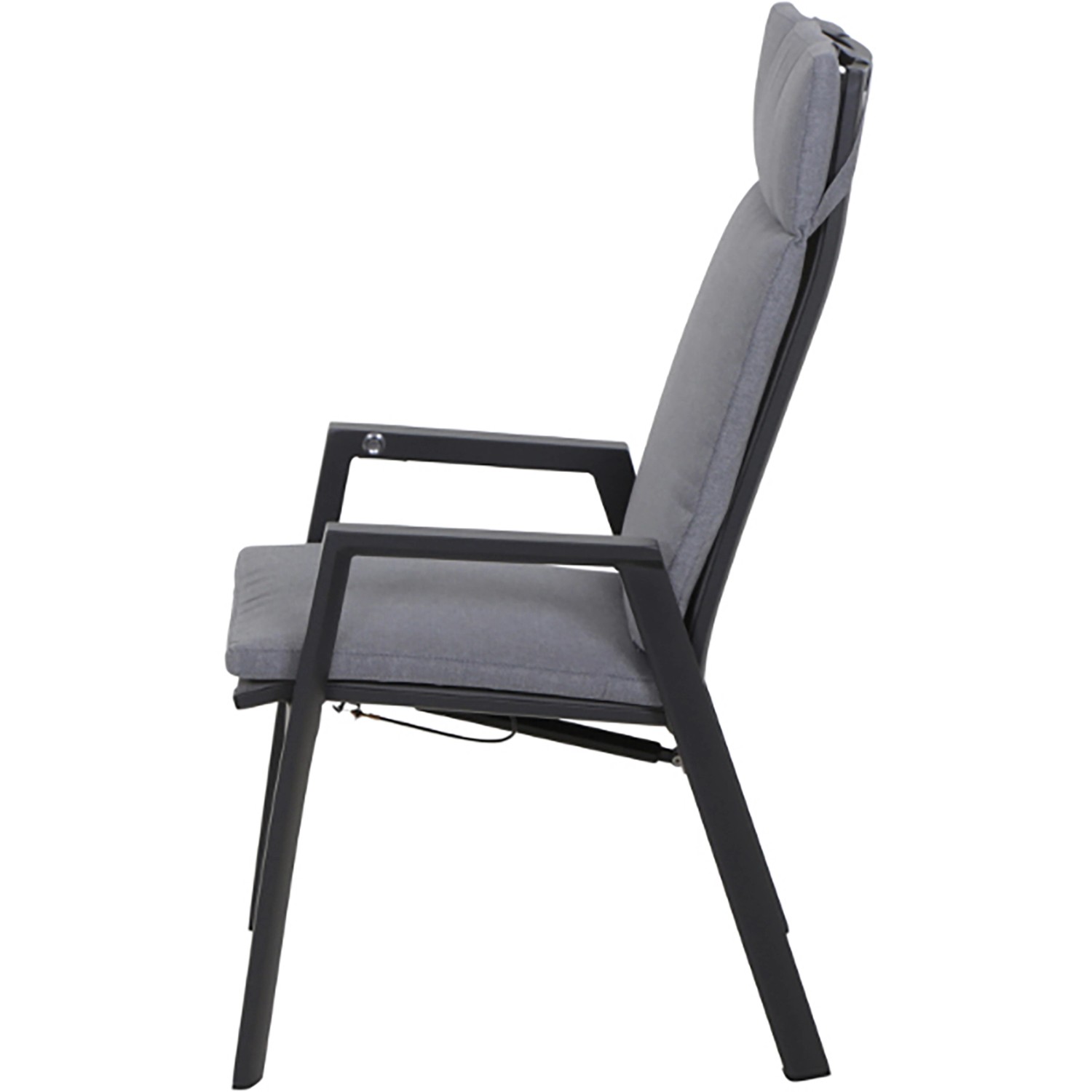 Siena Garden Valencia Dining Move Sessel, anthrazitfarben mit Textilgewebe und Aluminiumgestell.