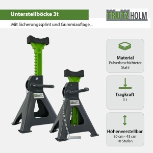 TRUTZHOLM Unterstellbock 2 Stück 3 Tonnen Traglast Pro Stütze Höhe Von 300 Bis 430 mm