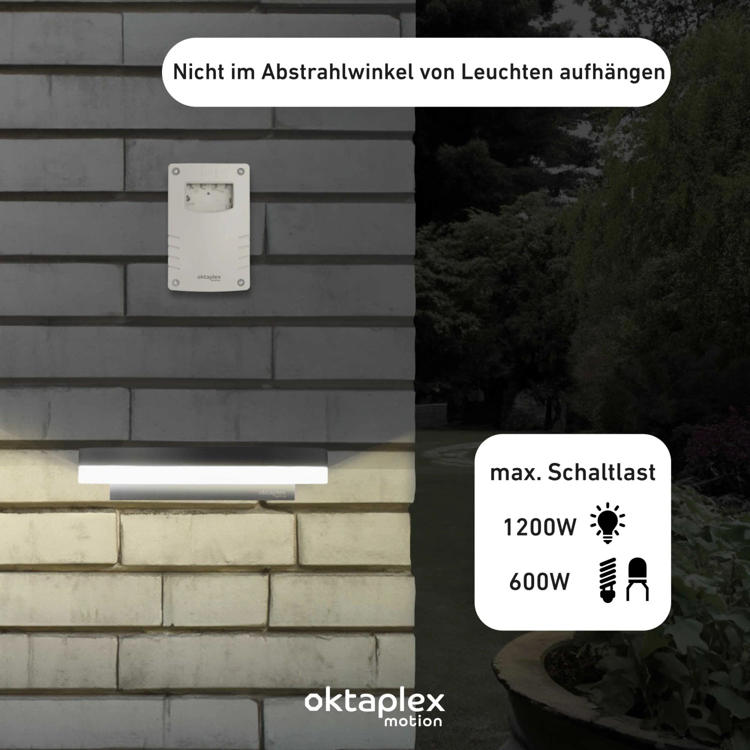 Oktaplex Bela Dämmerungsschalter für Aussenmontage, grau-weiß, mit Timer. Lichtsteuerung für Lampen & Leuchten.