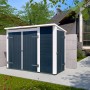 Weka Gartenschrank Multibox mit Regalsystem, anthrazit-weißer Outdoor-Schrank für Gartengeräte.