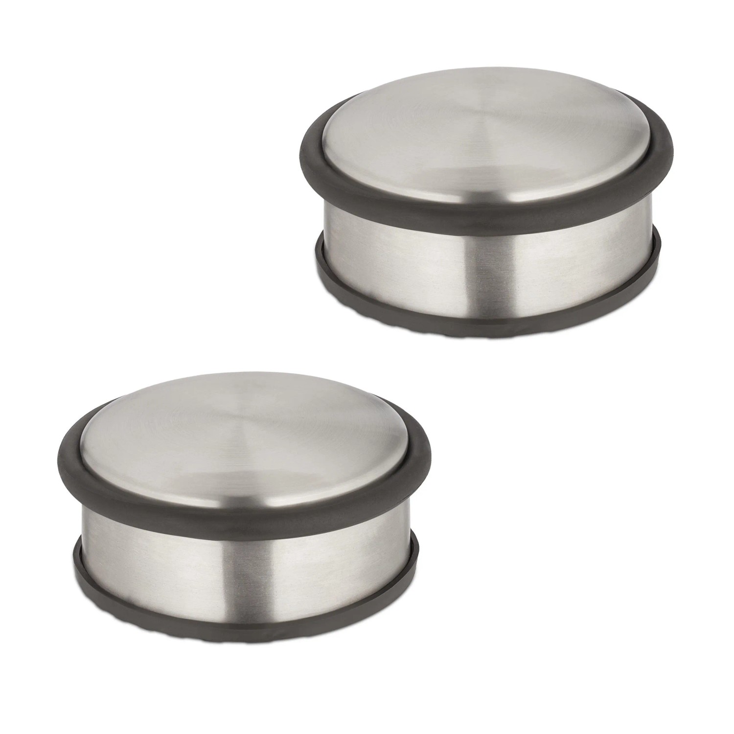 Relaxdays Türstopper Edelstahl Silber 2er Set Rutschfest 4,5 cm x 10,5 cm 1,1 kg