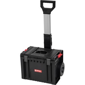 Qbrick System Pro Cart Werkzeugbox mit Rädern und Teleskopgriff.