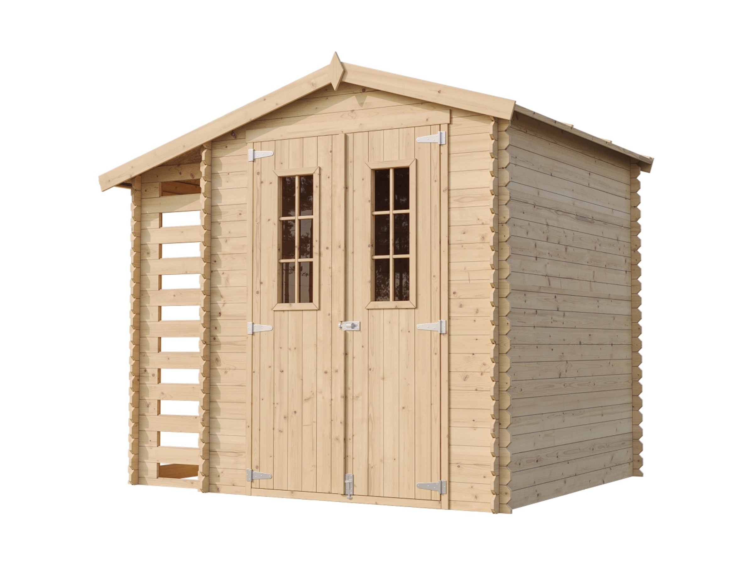 Timbela Holz-Gartenhaus mit Brennholzregal M386C 4,5 m² ohne Boden