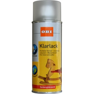 OBI Klarlack Spray, transparent, seidenglänzend, 400ml Dose. Für Holz, Metall, Stein u.a.