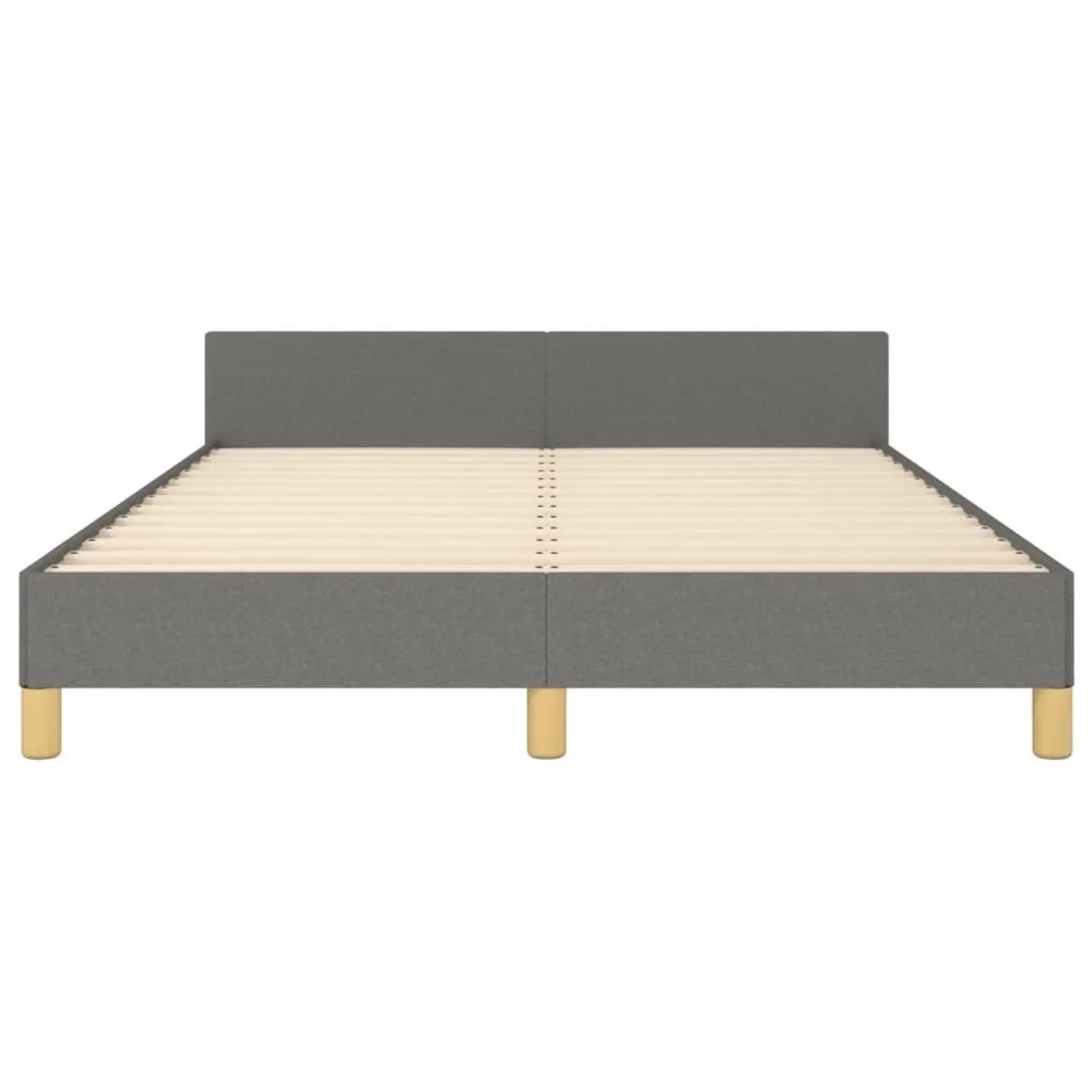 Dunkelgraues Stoff-Bettgestell 140x200 cm mit Kopfteil. Modernes Bett für Schlafzimmer.