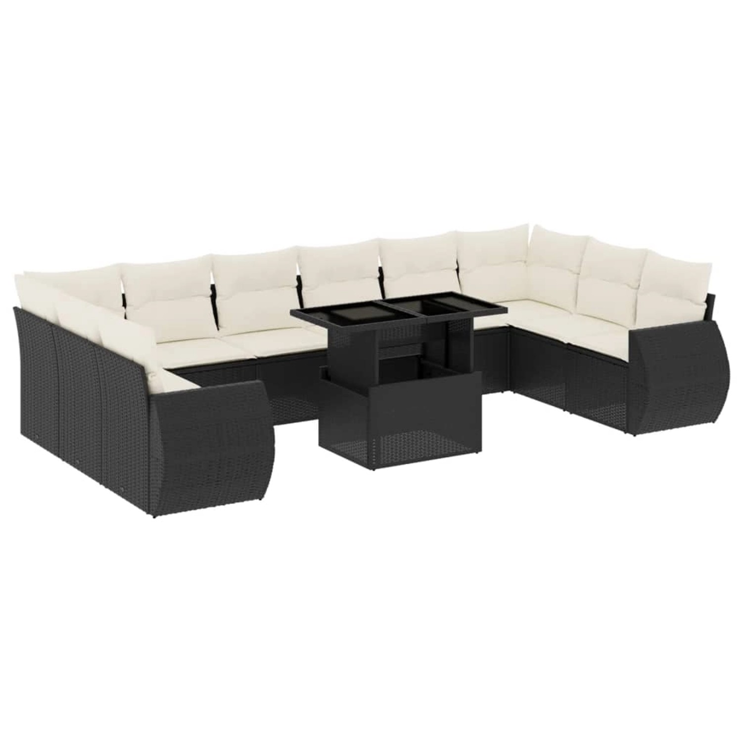 vidaXL 11-Tlg Garten-Sofagarnitur mit Kissen Schwarz Poly Rattan 3268776 günstig online kaufen
