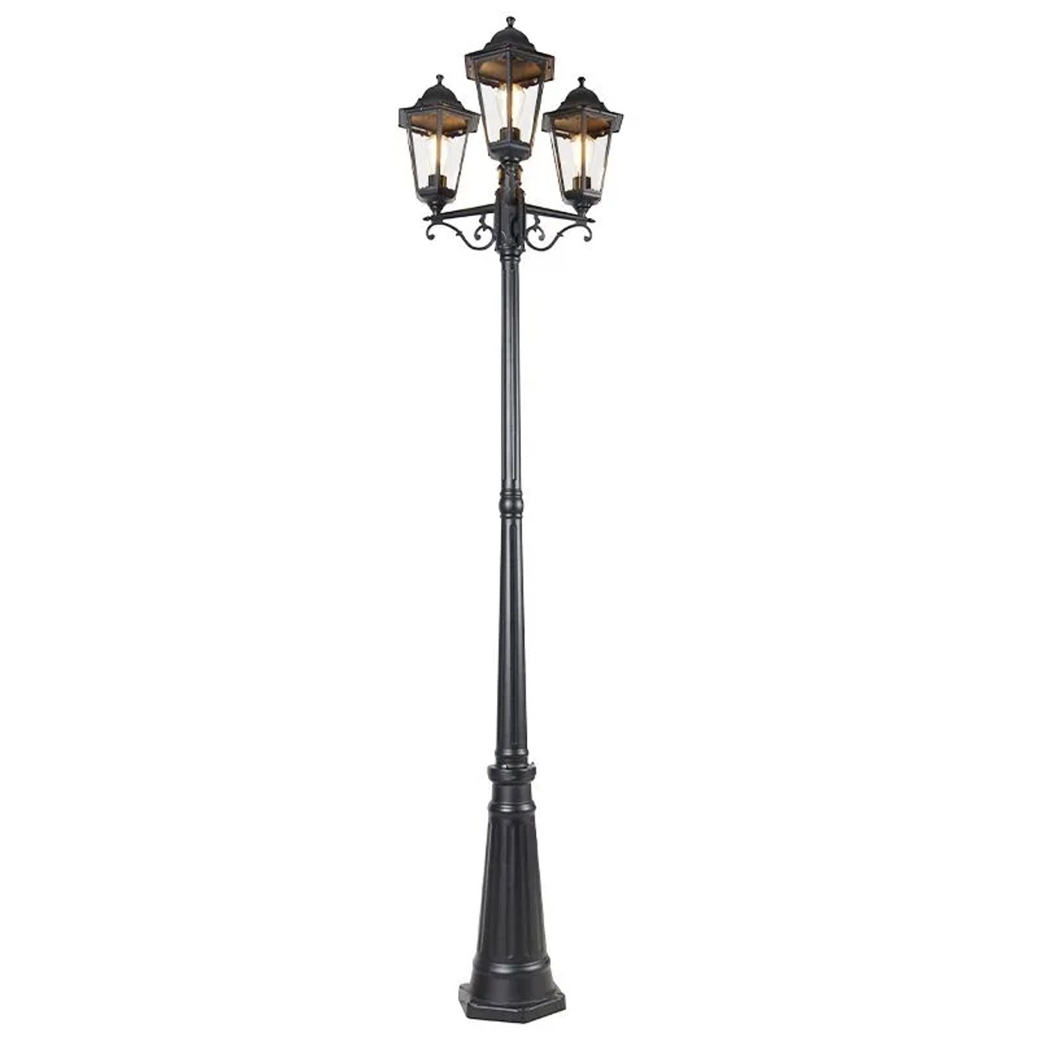QAZQA Außenlaterne Schwarz 220 cm 3 Flammig IP44 Havanna