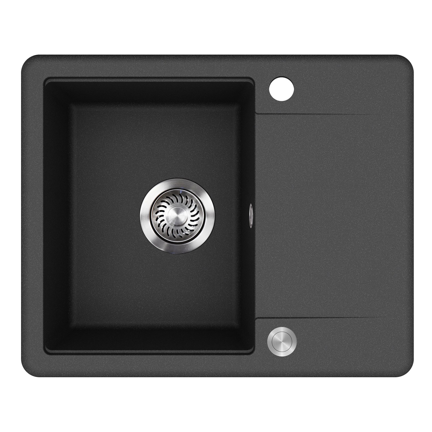 Helika Einbauspüle Esta 56 cm x 46 cm Schwarz inkl. Druckknopfventil günstig online kaufen