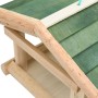 Detailaufnahme: VidaXL Vogelfutterhaus aus Holz mit grünem Dach zum Aufhängen.