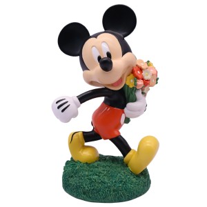 Disney Gartenstatue: Mickey Mouse mit Blumen, 19 cm hoch. Gartendeko für Disney Fans.