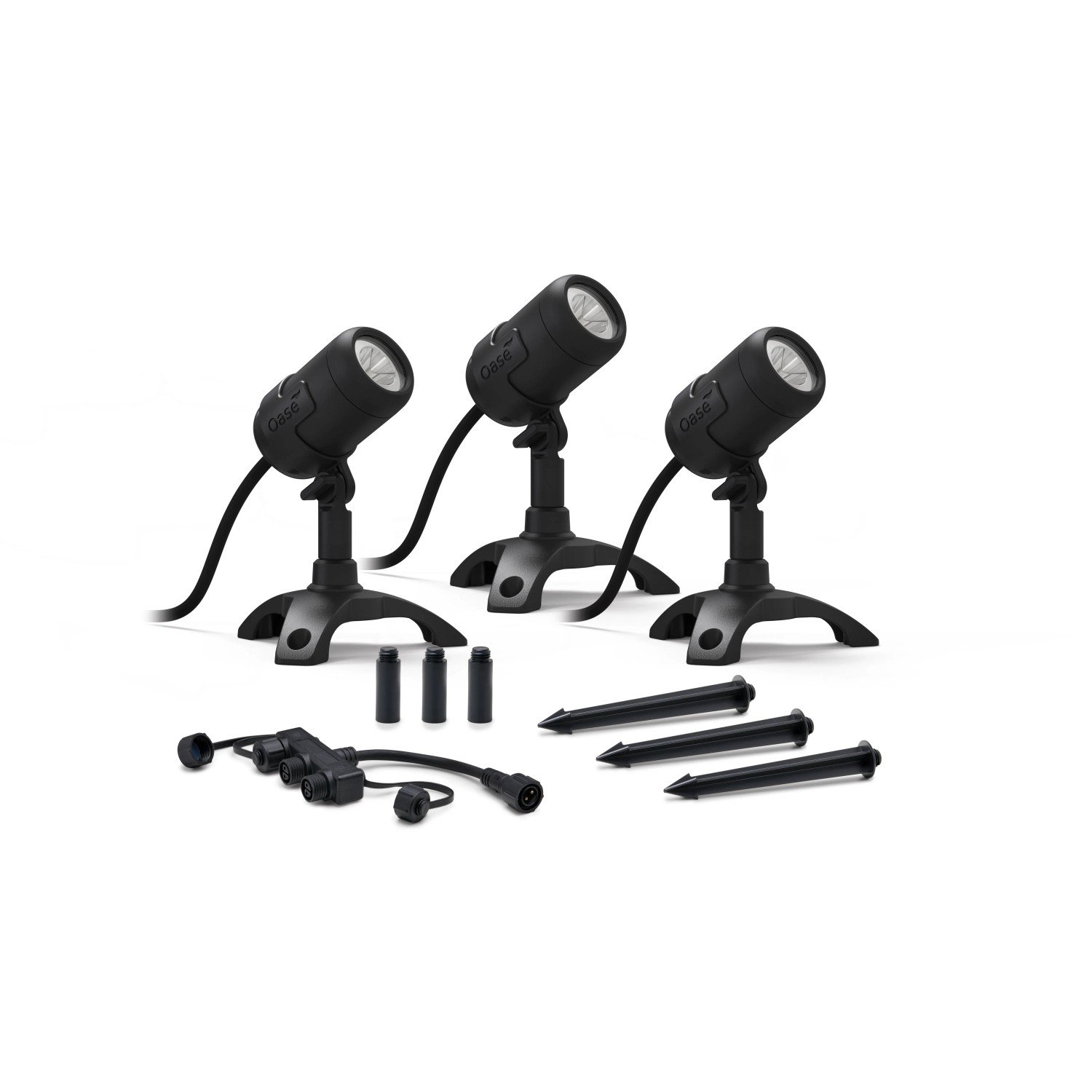 Oase LunAqua Connect S Unterwasserbeleuchtung-Set, 3 Spots mit Zubehör für Garten und Teich.