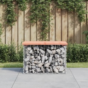 DELUKE Gartenbank Gabionen BIKS Aus Stahl 63x44x42cm Massivholz Douglasie Gabionenbank Gabionengitter Ziergabione