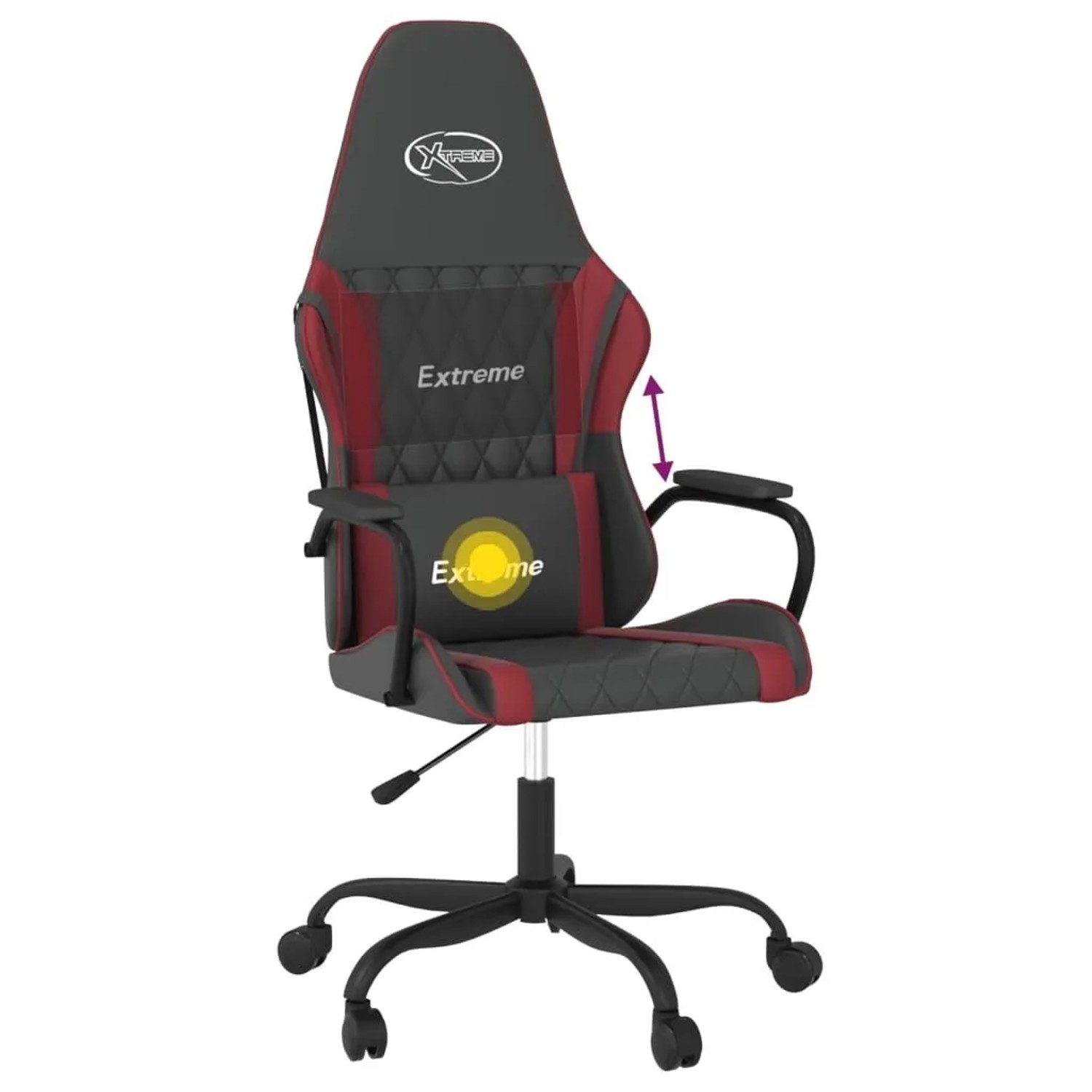 vidaXL Gaming-Stuhl mit Massagefunktion Schwarz und Weinrot Kunstleder 345540_7