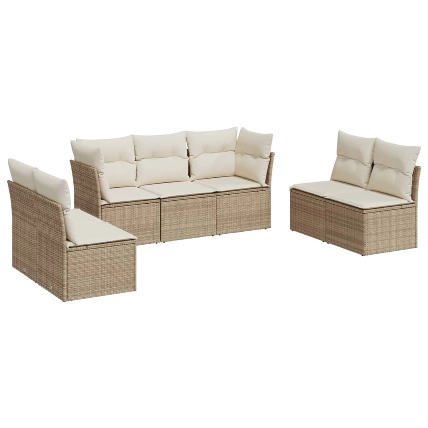 vidaXL 7-tlg Garten-Sofagarnitur mit Kissen Beige Poly Rattan Modell 19 günstig online kaufen